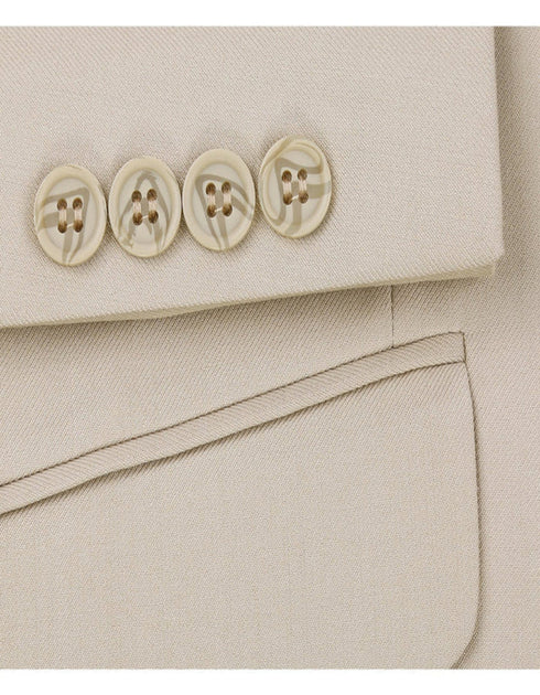 Mens Basic Two Button Classic Fit Optional Vest Light Tan Beige Suit